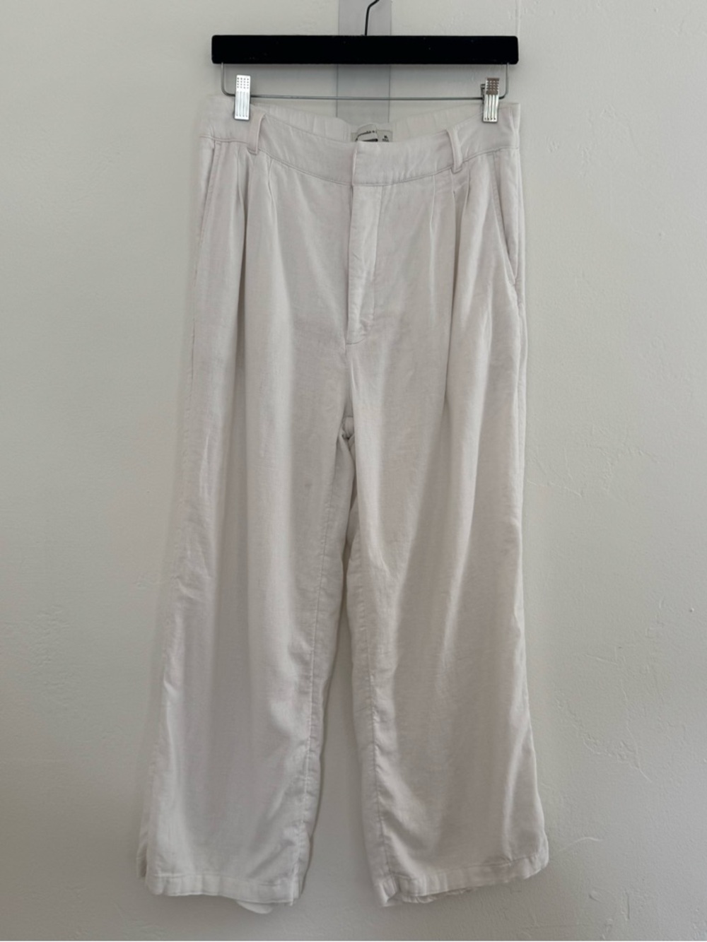 Abercrombie & Fitch Crop White Wide-Leg Pants